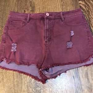 Maroon Jean Shorts
